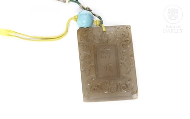 Jade plate carved with a turquoise, Qing Dynasty.