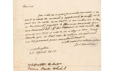 James Monroe Autograph Letter Signed