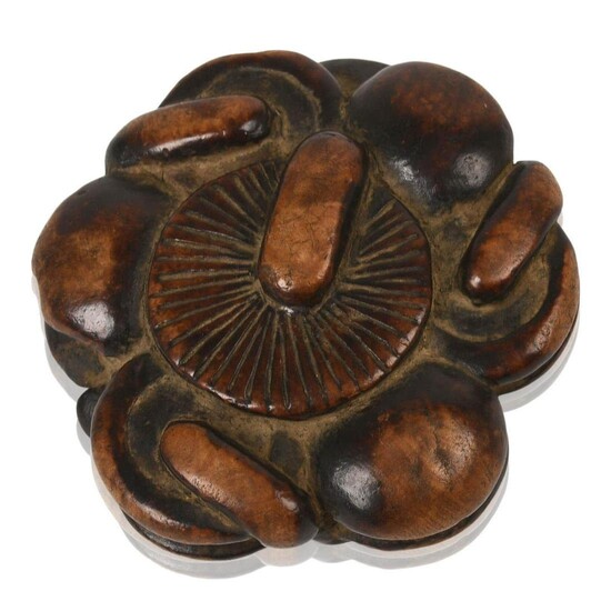 Japanese Carved Wood Netsuke of a Cluster of Mushrooms