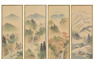Japanese School (20th century) - The four seasons, a mountai...