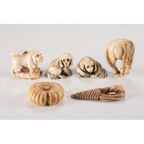 Japanese ivory netsuke and okimono, Meiji period, to include...