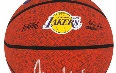 Jerry West Signed Lakers Logo Basketball (Schwartz)