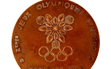 Jeux Olympiques/ Grenoble/ 1968/ Médaille/ Médaille de vainqueur par Excoffon. Slalom Géant (avers). Revers :...