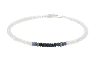 Jewellery Bracelet BRACELET, sapphire, aquamarine, moonstone, sterling silver, width...