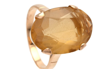 Jewellery Ring RING, 18K gold, oval-cut citrine approx. 8,50 c...
