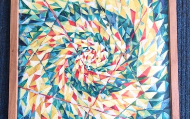 John Balderson, acrylic on canvas paper, abstract spiral composition, probably...
