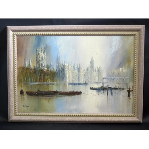 John Bampfield, Houses of Parliament, oil on canvas, 65x50cm...