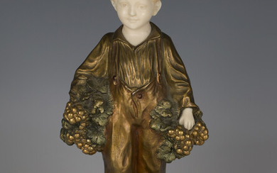 Joseph d'Aste - an early 20th century French gilt bronze chryselephantine and carved ivory figu