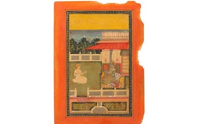 KRISHNA ENTERTAINED BY A MUSICIAN Udaipur, Rajasthan, North-Western India, mid to late 19th century