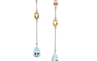 Kathy Ireland: Gem-Set and Diamond Drop Earrings