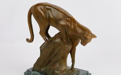 Kent Ullberg Water's Edge Cougar Bronze Sculpture