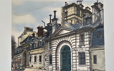 Kojiro AKAGI (1934-2021) Paris, rue Saint Dominique Estampe couleurs sur vélin. Signé au crayon en...