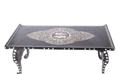 Korean Lacquerware Folded Tea Table with Abalone Inlay