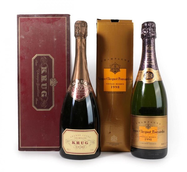 Krug Grand Curvée Champagne (one bottle), Veuve Clicquot Ponsardin 1998...