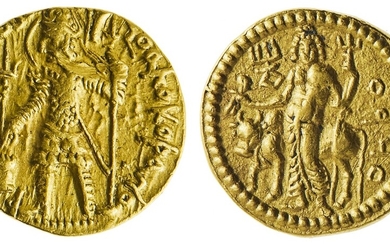 Kushan Empire. Vasudeva I (ca. 190-230). Gold Dinara. Baktrian mint, likely at Balkh. 8.04 gms....
