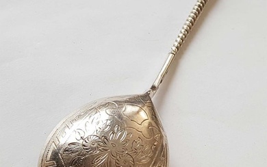 LARGE ANTIQUE RUSSIAN SILVER GILT SPOON, 1888