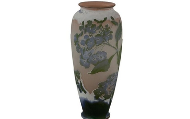 LARGE GALLE CAMEO GLASS FLORAL VASE