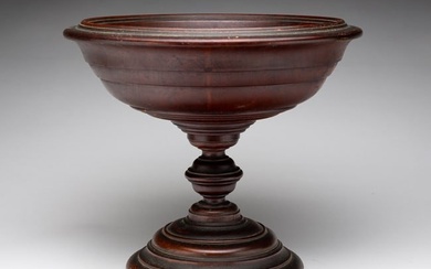LARGE TURNED WOOD COMPOTE.