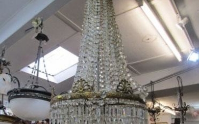 LIGHTING, 6 tier cut glass hanging chandelier