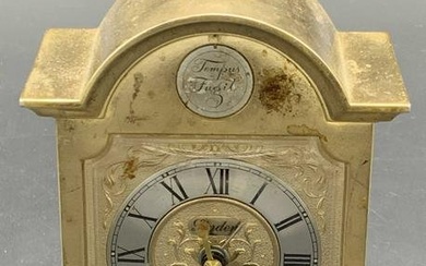 LINDEN TEMPUS FUGIT Vintage Brass Carriage Clock
