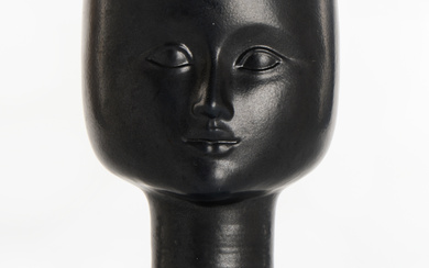 LISA LARSON. Face vase/outer lining, marked LISA L., MADE IN SWEDEN, glazed stoneware.