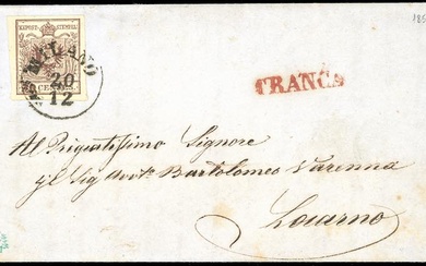 LOMBARDO VENETO-SVIZZERA 1855 - 30 cent. bruno lillaceo, II tipo,...
