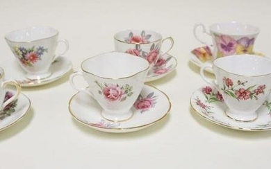 LOT OF 8 ASSORTED TEACUPS & SAUCERS