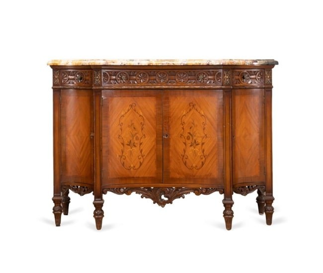 LOUIS XV STYLE MARBLE TOP SERPENTINE COMMODE