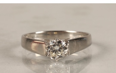 Ladies 14k white gold diamond solitaire ring, 0.75 carat, ri...