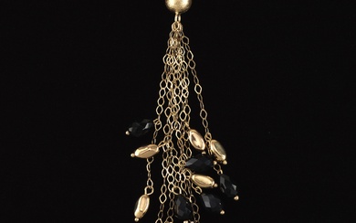 Ladies' Burdick Vintage Italian Gold and Onyx Lavaliere Necklace