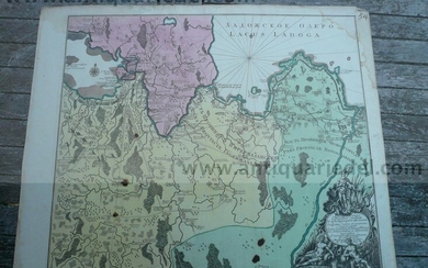 Lake Ladoga, anno 1760, Lotter T.C., map, old coloured