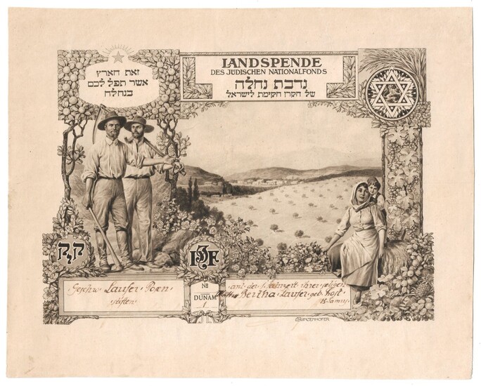 Land Donation JNF Document - Ranzenhofer, 1911