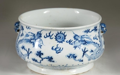 Large Chinese Blue & White Deep Bowl, 19th Century