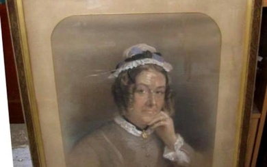 Large F/g Pastel Portrait Victorian Lady signed R Hollingdal...