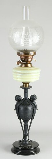 Large antique Empire style paraffin lamp with