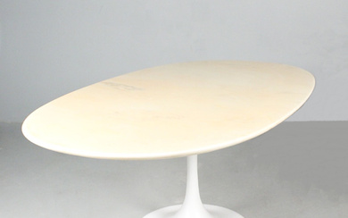 Large table/dining table with tulip base, marble, 1970s.