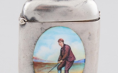 Late Victorian Silver and Enamel 'Golfing' Vesta Case, Rolason Bros., Birmingham, 1894