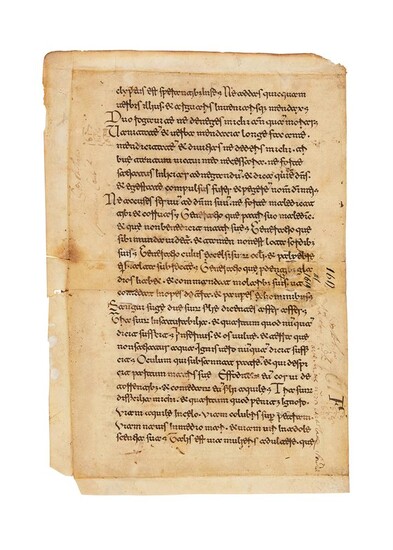 Ɵ Leaf from a Bible, with Proverbs 29:15-30:20, manuscript in fine Montecassino Beneventan minuscule