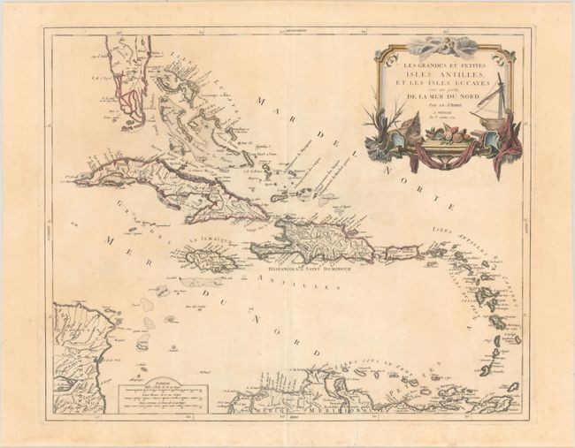 "Les Grandes et Petites Isles Antilles, et les Isles Lucayes avec une Partie de la Mer du Nord", Robert de Vaugondy/Santini
