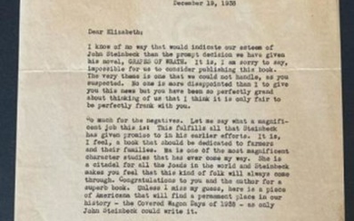 Letter from Hearst Intl to Steinbeck Publisher