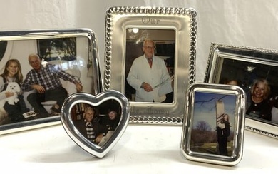 Lot 5 Standing White Metal Picture Frames
