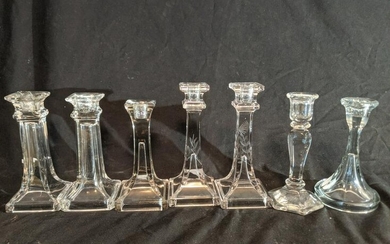 Lot 7 Glass Crystal Assorted Candleholders