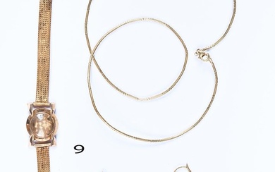 Lot comprenant des éléments de bijoux en or (vendus pour débris) : un collier or...
