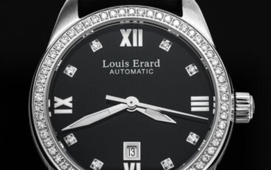 Louis Erard - 70 Diamonds for 0.31 Carat Automatic Heritage Collection Satin Strap Swiss Made - 20100SE12.BDC72 - Women - BRAND NEW