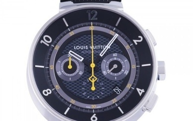 Louis Vuitton LOUIS VUITTON Tambour Moon Chronograph Date Q8D40 Black Dial Watch Men's