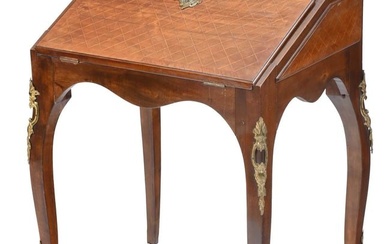 Louis XV Style Bronze Mounted and Inlaid Fruitwood Ladies Writing Desk