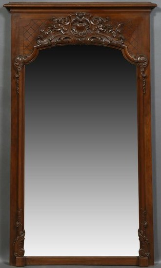 Louis XV Style Carved Walnut Overmantel Mirror, late