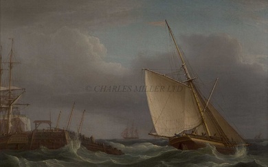 [M] ATTRIBUTED TO THOMAS WHITCOMBE (1763-1824) - STUDY OF A CUTTER LEAVING THE HARBOUR