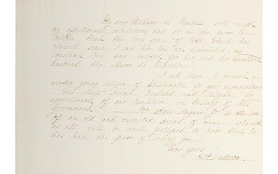 MADISON, Dolly (1768-1849). Autograph letter signed ("D.P. Madison"). Washington, [DC], 14 October