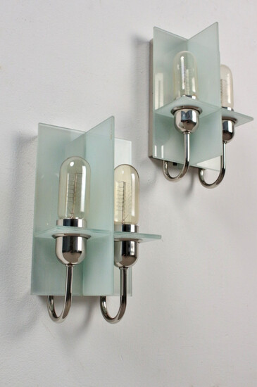 MANFRED WOLF. Pair of wall lights model "Pax" for series, Germany.